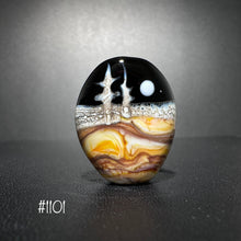 The Moon over the Desert, with Pines.  A Glass Bead Made for Jewelry Makers.