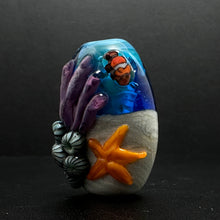 Clown Fish Reef Glass Bead, Aquarium Bead with Anemones, Seastar, Clown Fish. Handmade Glass Aquarium. Snorkeling and Diving Bead.