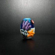 Clown Fish Reef Glass Bead, Aquarium Bead with Anemones, Seastar, Clown Fish. Handmade Glass Aquarium. Snorkeling and Diving Bead.