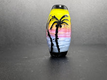 Palms in Sunset.  Handmade Glass Bead with Tropical Theme.